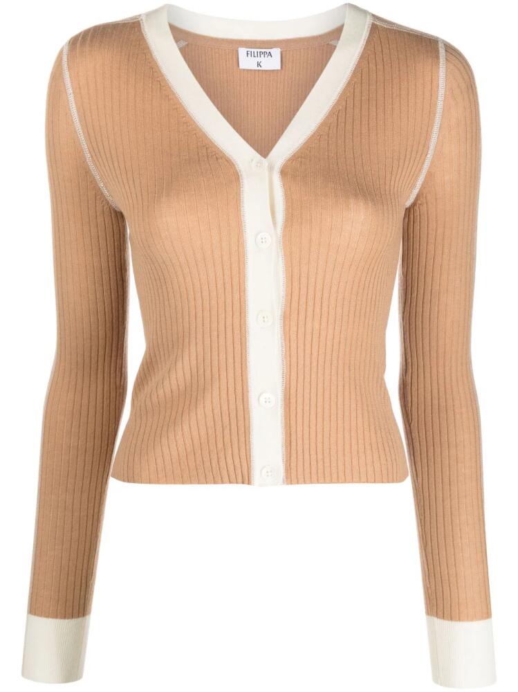 Filippa K V-neck ribbed cardigan - Neutrals Cover