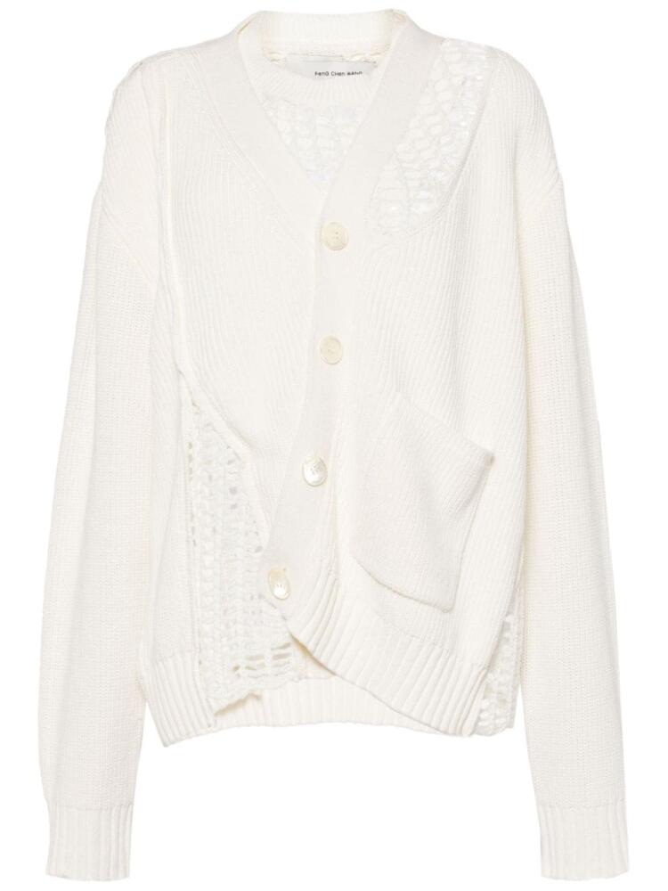 Feng Chen Wang open-knit layered cotton cardigan - White Cover