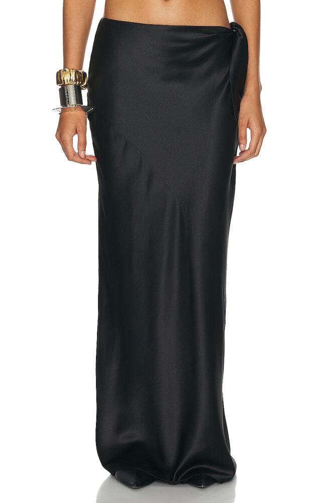 Saint Laurent Satin Maxi Skirt in Black Cover