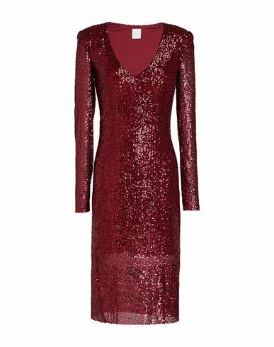 8 By Yoox Sequin Shoulder-pad Midi Dress Woman Midi dress Burgundy Polyester, Elastane Cover