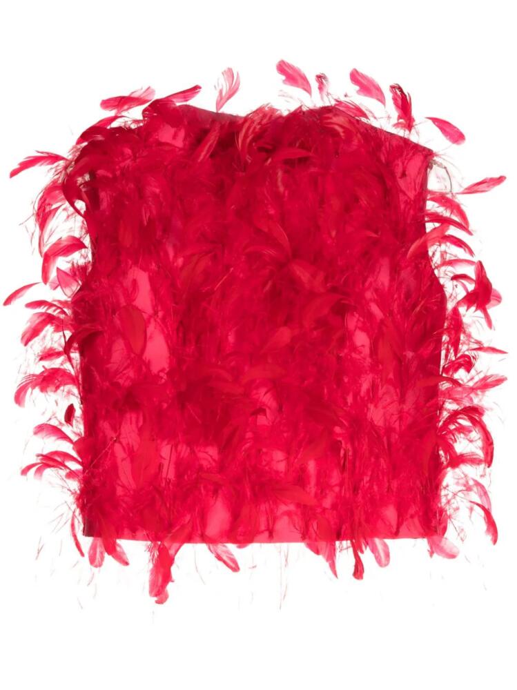 Isabel Sanchis feather-embellished silk tank top - Red Cover