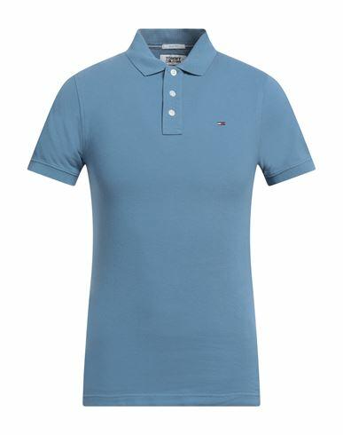 Tommy Jeans Man Polo shirt Pastel blue Cotton Cover