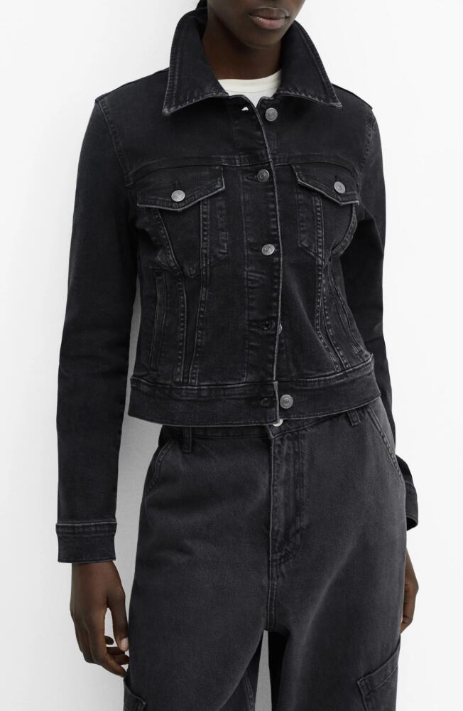 MANGO Vicky Denim Trucker Jacket in Black Cover