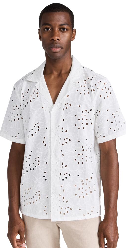 Club Monaco Camp Collar Eyelet Shirt White Cover