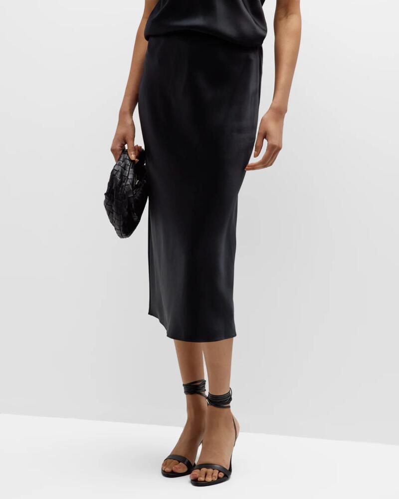 Joseph Isaak Straight Silk Satin Midi Skirt Cover