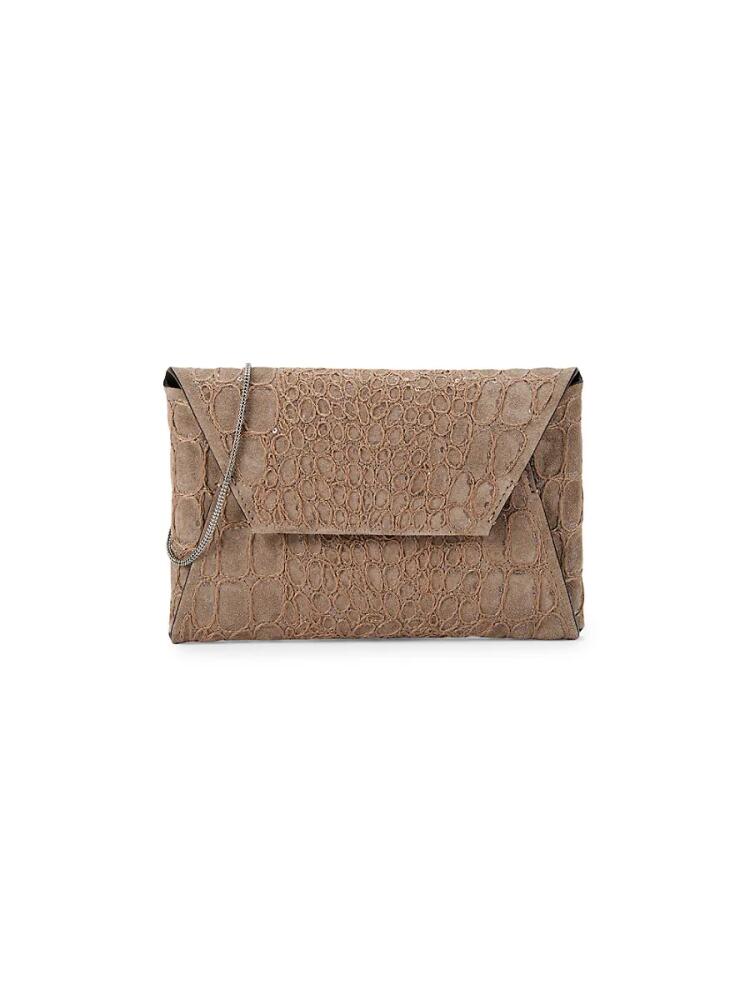 Brunello Cucinelli Women's Suede Crossbody Bag - Dark Beige Cover