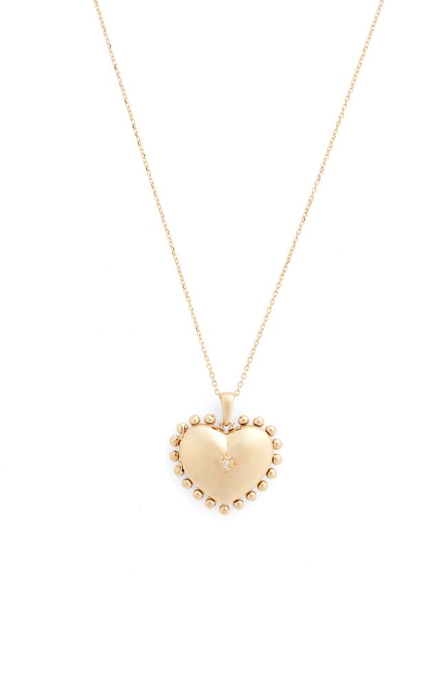 Anzie Mini Dew Drop Heart Locket Necklace in Gold /Diamond Cover