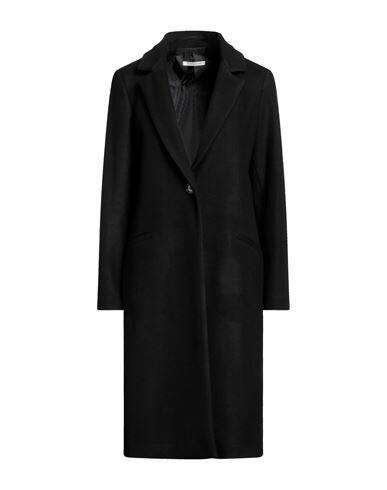 Biancoghiaccio Woman Coat Black Acrylic, Polyester, Wool Cover