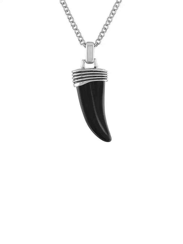 Esquire Men's Sterling Silver & Black Onyx Horn Pendant Necklace Cover