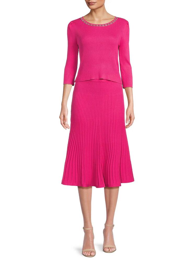 Nanette Lepore Women's 2-Piece Ribbed Sweater & Midi Skirt Set - Precious Pink Cover