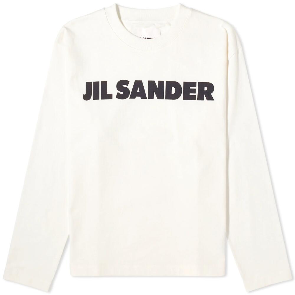 Jil Sander Women's Long Sleeve Logo T-Shirt in Porcelain Cover