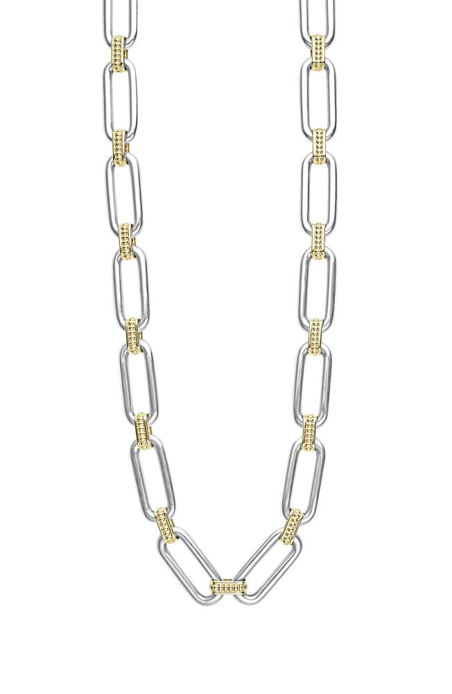 LAGOS Signature Caviar Link Necklace in Silver Gold Cover