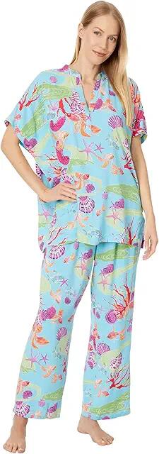 N by Natori Coral Reef Pullover PJ Set (Blue Multi) Women's Pajama Sets Cover