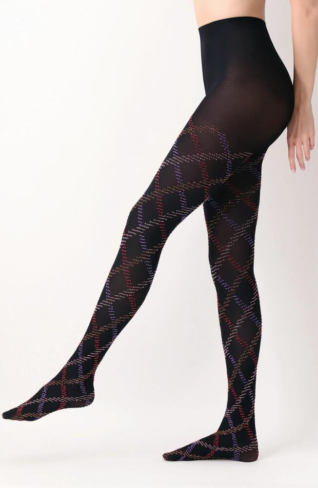 Oroblu Tartan Tights in Black/Violet Cover