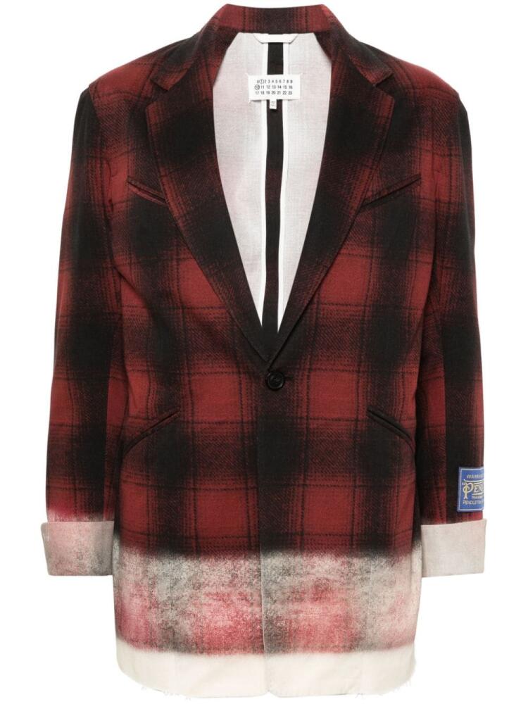 Maison Margiela tartan-check single-breasted blazer - Grey Cover