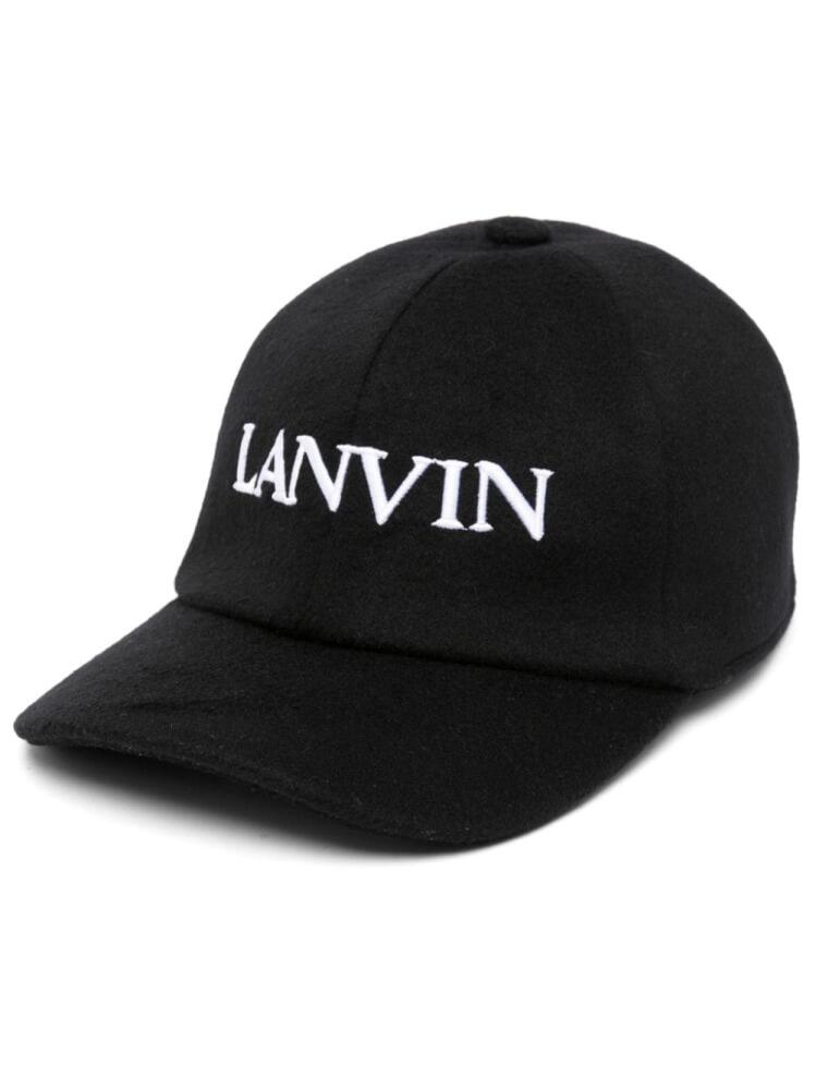 Lanvin logo-embroidered wool-blend cap - Black Cover