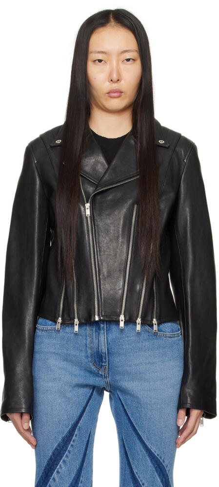 Dion Lee Black Biker Leather Jacket Cover