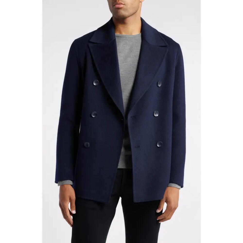 Nordstrom Double Breasted Wool Blend Peacoat in Navy Night Cover