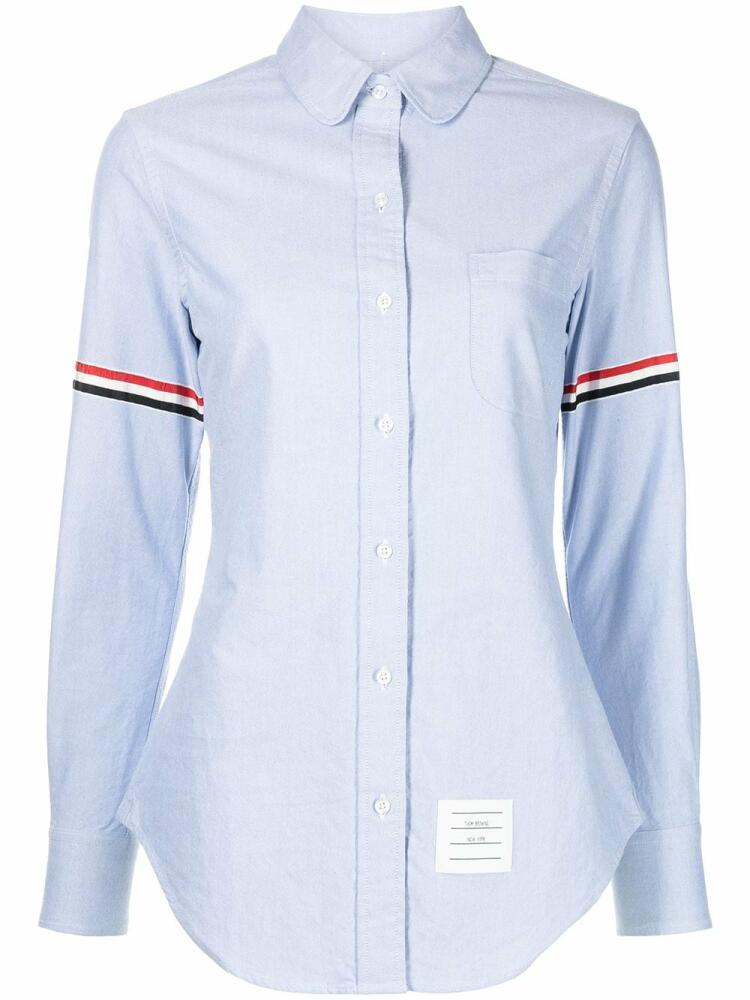 Thom Browne grosgrain armband long-sleeve Oxford shirt - Blue Cover