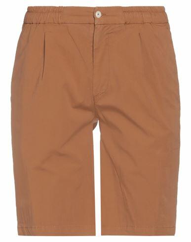 0/zero Construction Man Shorts & Bermuda Shorts Brown Cotton, Elastane Cover