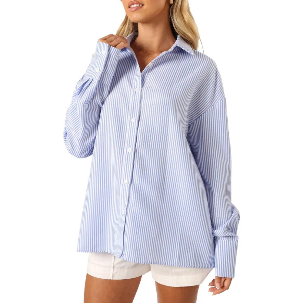 Petal & Pup Murphy Stripe Button-Up Shirt in Blue Stripe Cover