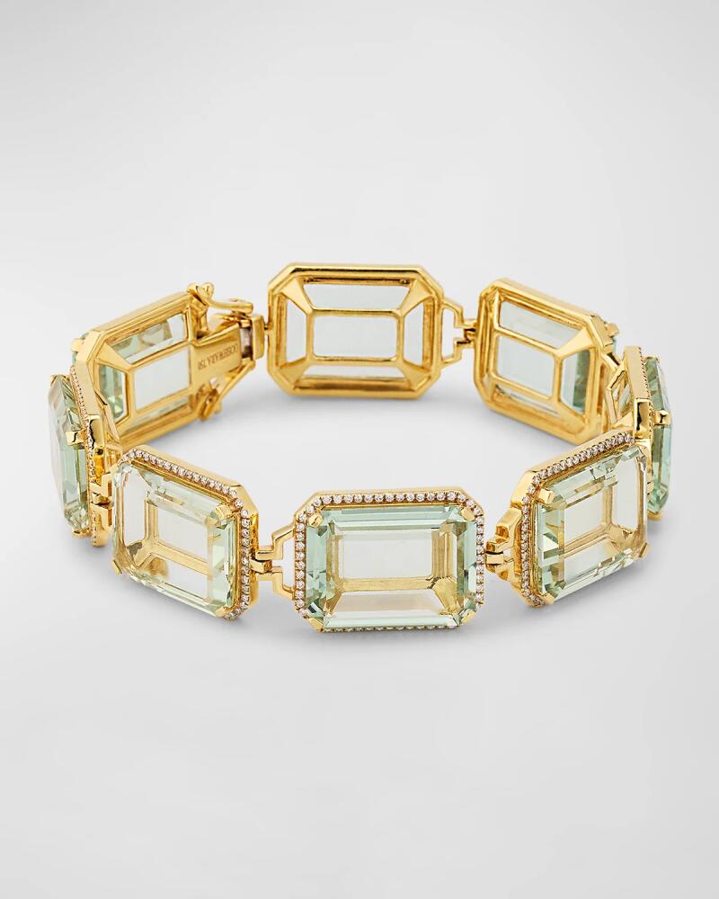 Goshwara 18K Gossip Presiolite Emerald Cut Bracelet with Diamonds Cover