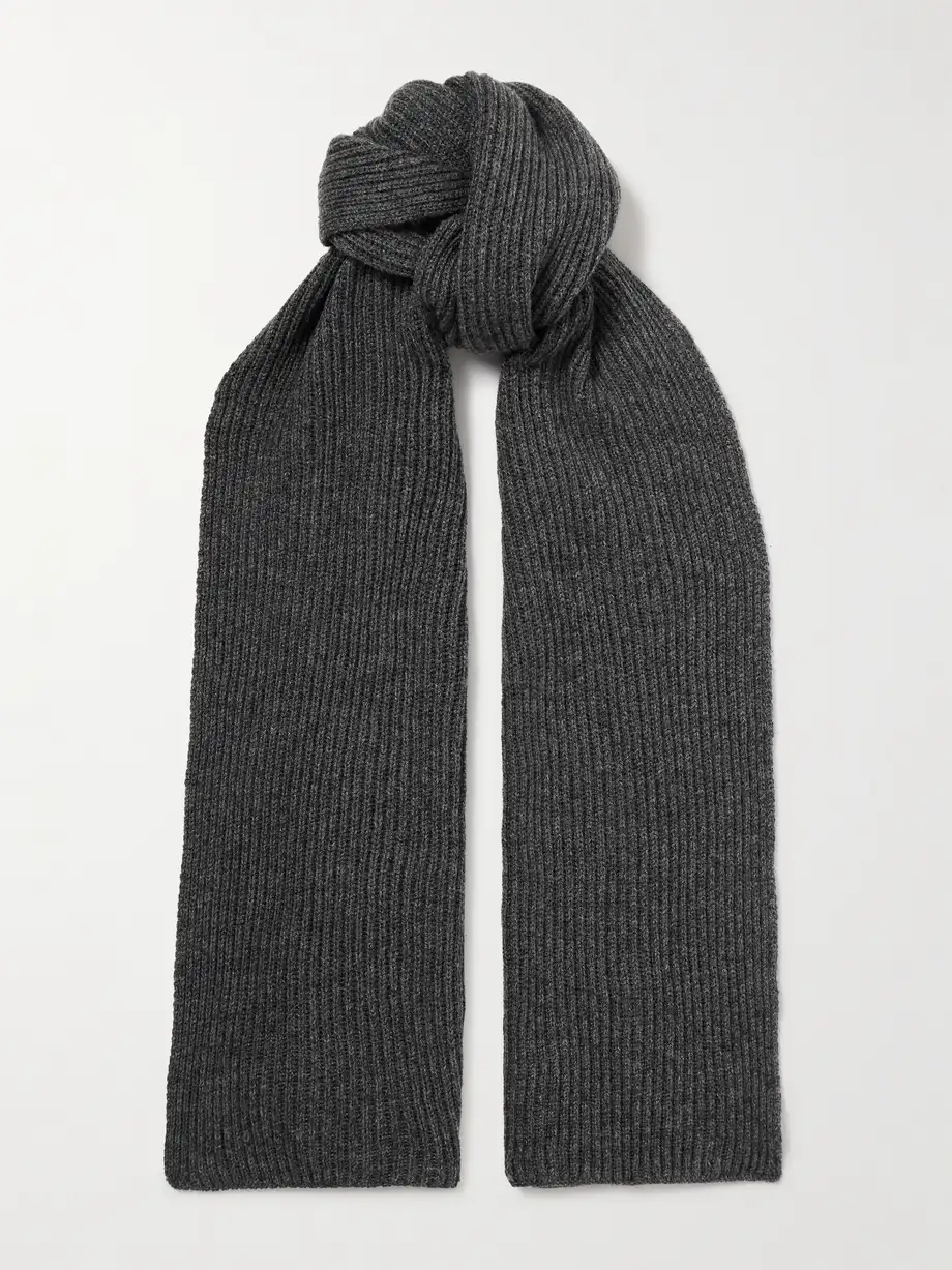 Johnstons of Elgin - Ribbed Cashmere Scarf - Gray Cover