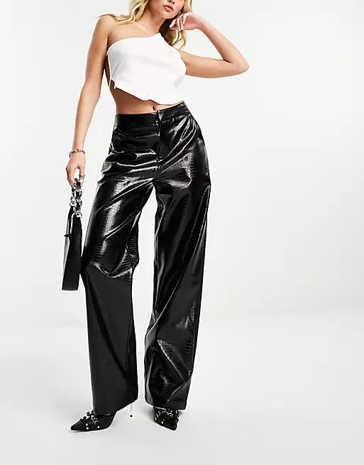 4th & Reckless straight leg faux leather pants in black croc Cover