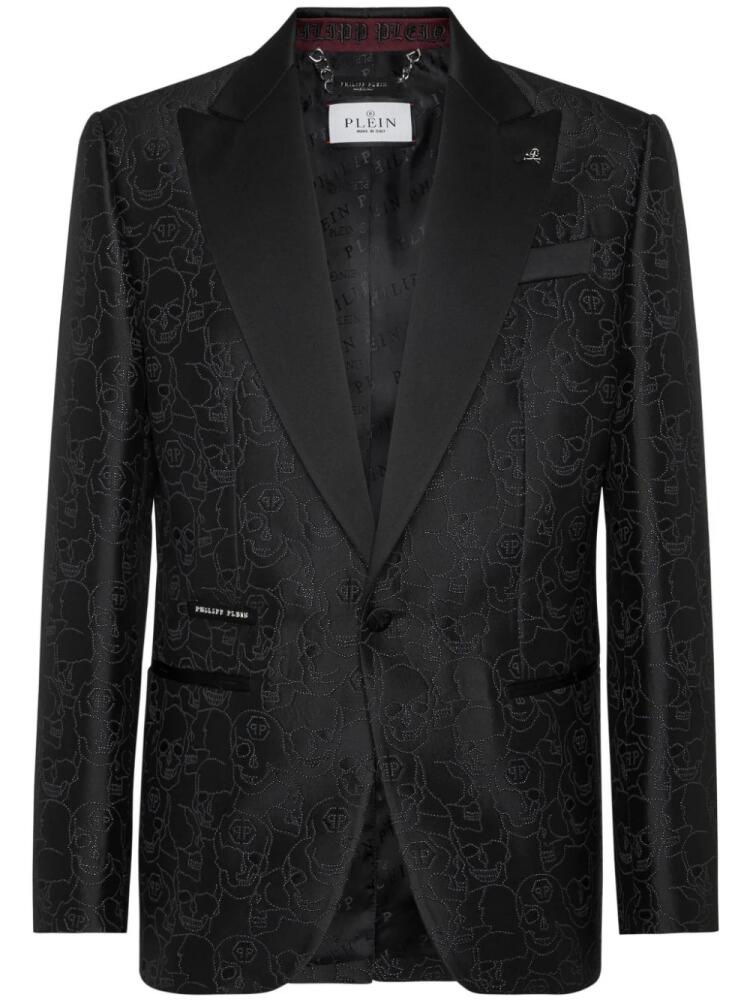 Philipp Plein single-breasted jacquard blazer - Black Cover