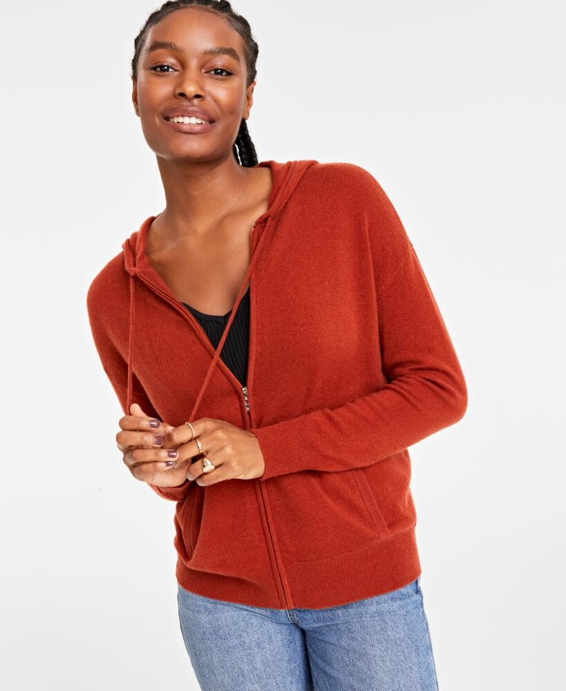 Charter Club Women's 100% Cashmere Zip Hoodie, Created for Macy's - Bronze Pecan Cover