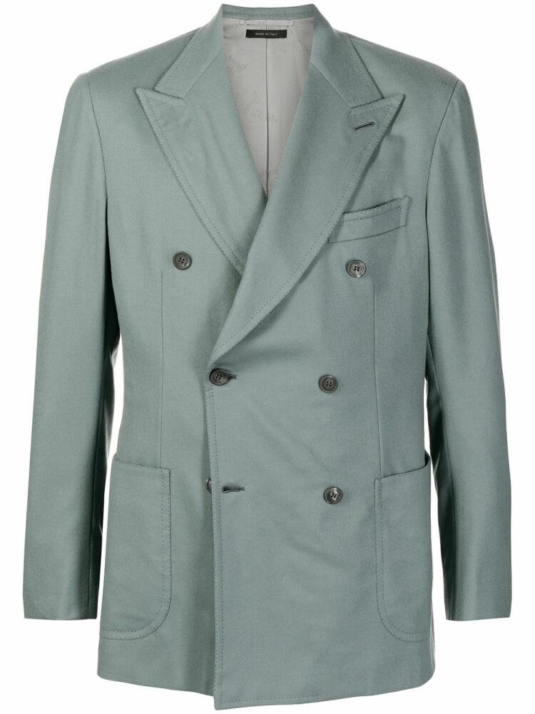 Brioni fitted double-breasted blazer - Green Cover