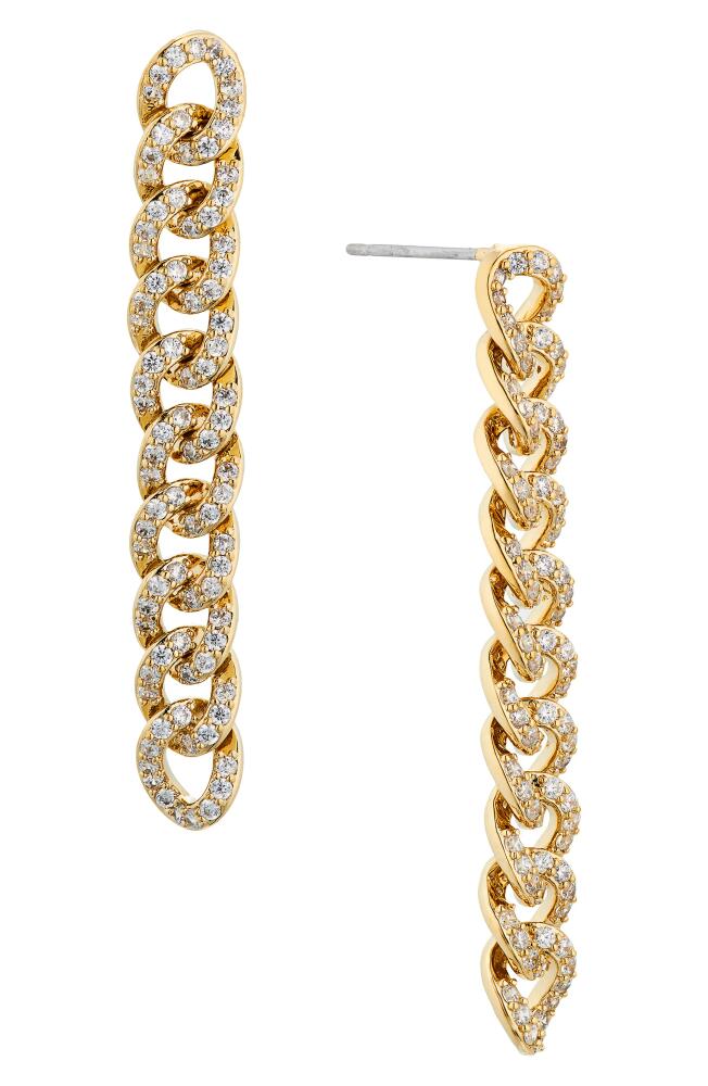 Nadri Twilight Cubic Zirconia Pavé Curb Chain Linear Earrings in Gold Cover