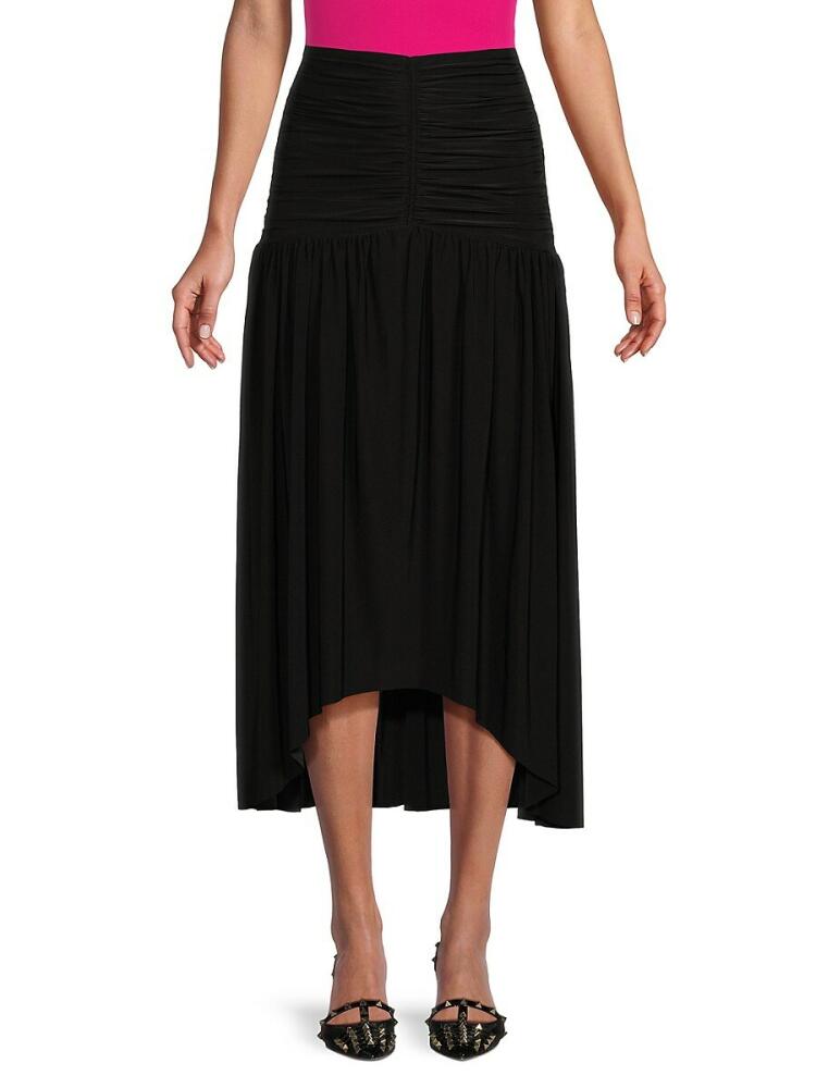 Misa Los Angeles Women's Dalida Ruched Asymmetric Midi Skirt - Black Cover