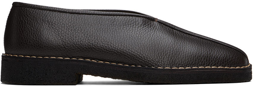 LEMAIRE Brown Piped Crepe Slippers Cover