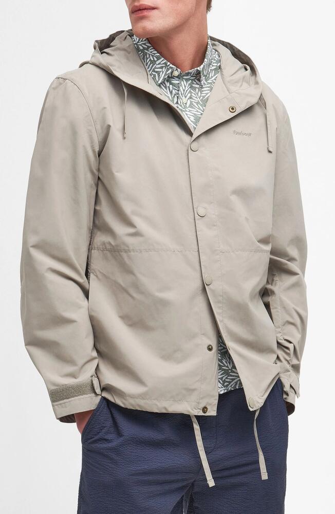 Barbour Newland Hooded Rain Jacket in Concrete Cover