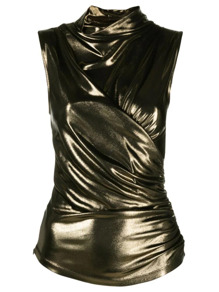 Blumarine metallic-finish gathering-detail blouse - Gold Cover