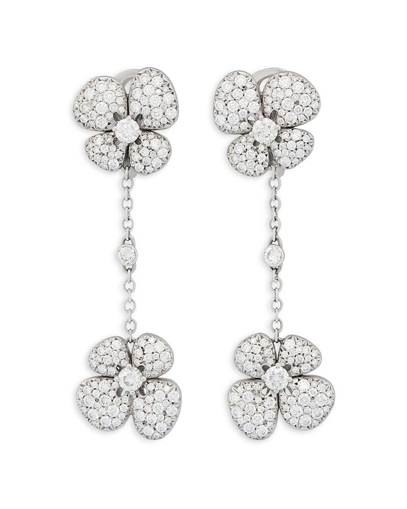 Miseno Jewelry 18K White Gold Ischia Diamond Pave Flower Drop Earrings Cover