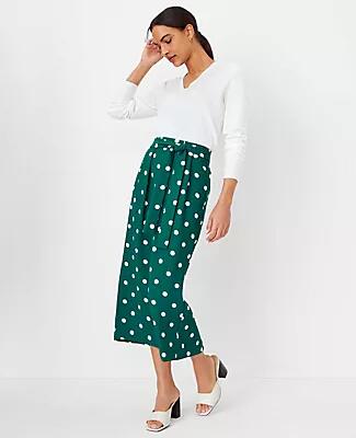 Ann Taylor Dotted Tie Waist Pleated Midi Skirt Cover