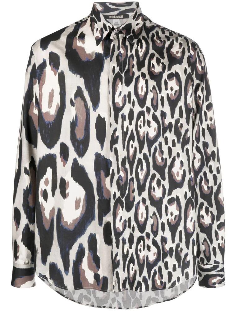 Roberto Cavalli jaguar-print cotton shirt - Neutrals Cover