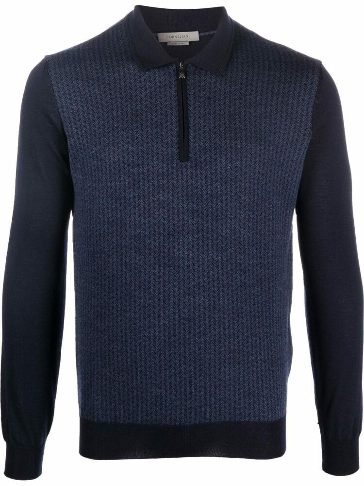 Corneliani long-sleeve polo jumper - Blue Cover