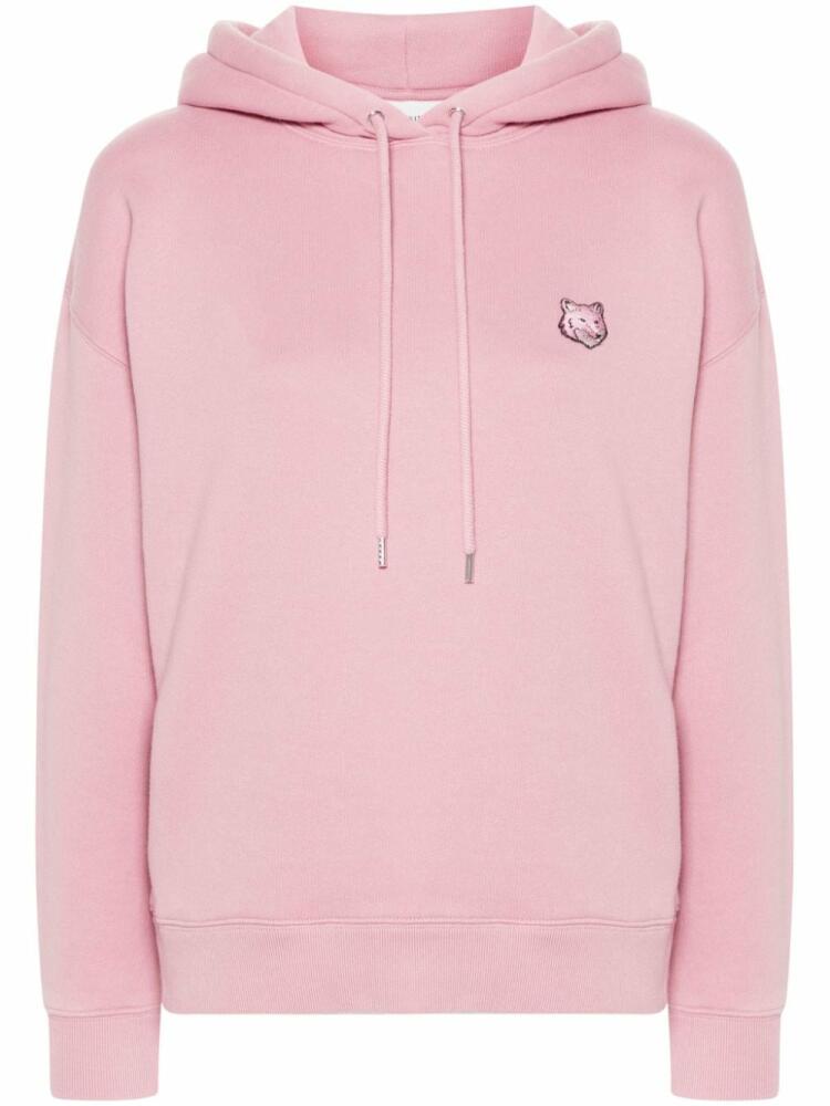 Maison Kitsuné fox-motif cotton hoodie - Pink Cover