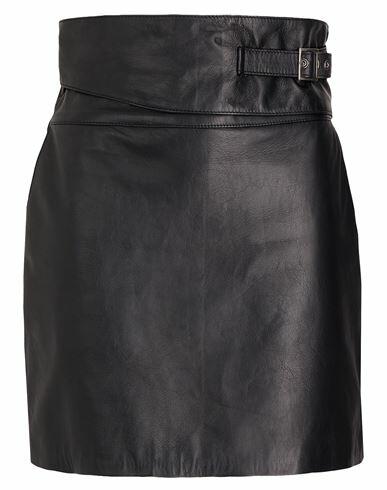 8 By Yoox Leather High-waist Belted Skirt Woman Mini skirt Black Lambskin Cover