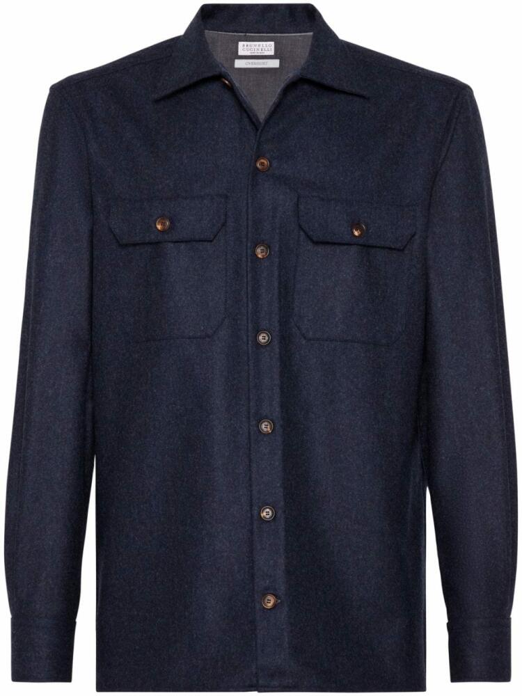 Brunello Cucinelli long-sleeve flannel overshirt - Blue Cover