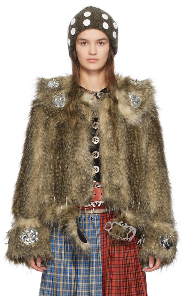 Chopova Lowena Brown Queenie Faux-Fur Jacket Cover