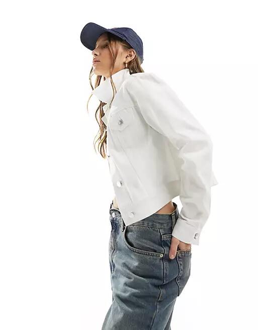 Miss Selfridge denim girlfriend jacket in white wash Cover