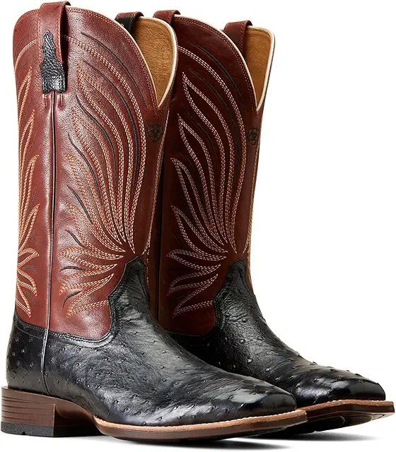 Ariat Brandin' Ultra Western Boot (Jet Black Full Quill Ostritch) Men's Shoes Cover