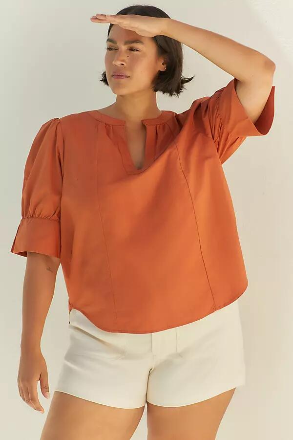 By Anthropologie Puff-Sleeve Sculpted Blouse Cover