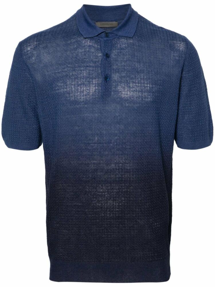 Corneliani ribbed-knit polo shirt - Blue Cover