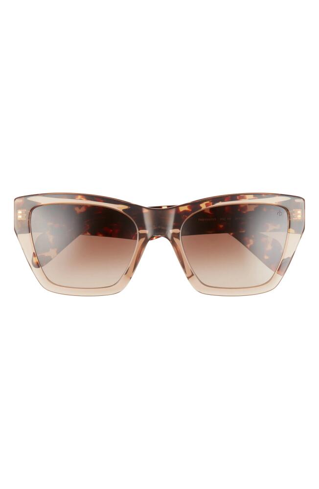 rag & bone 54mm Gradient Rectangle Sunglasses in Beige Havana/Brown Gradient Cover