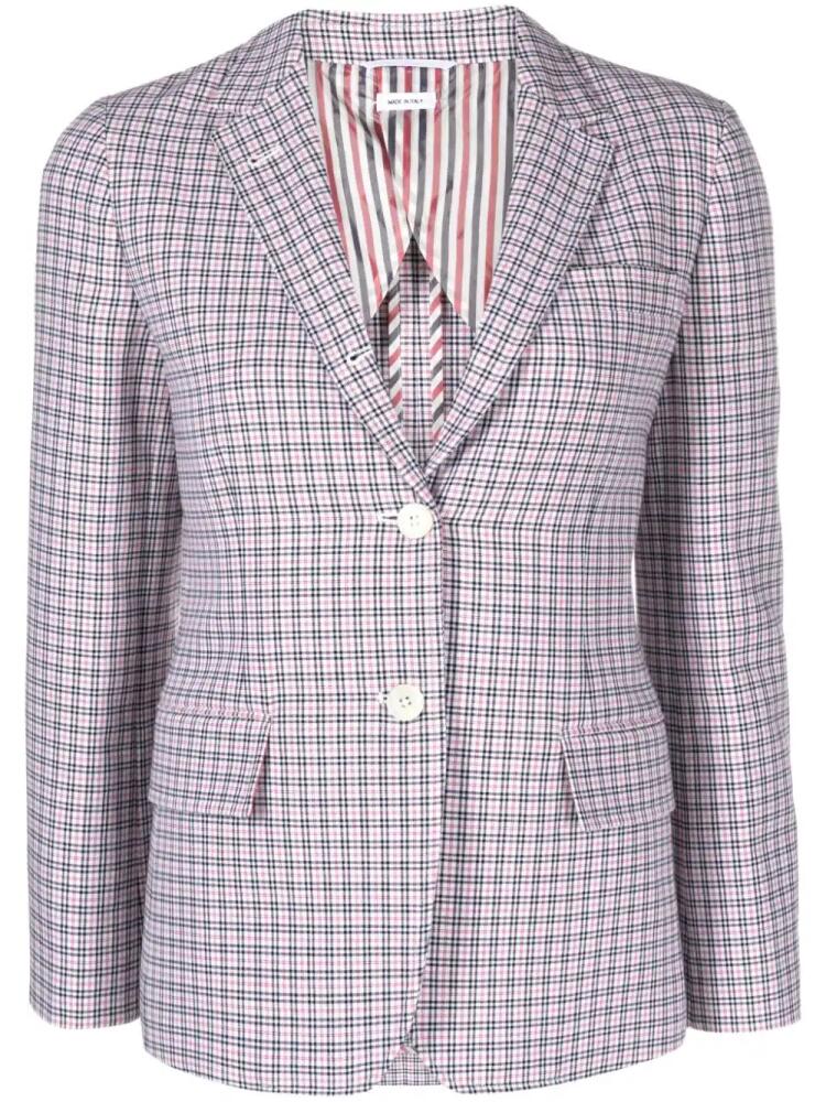 Thom Browne check crepe single-breasted blazer - White Cover